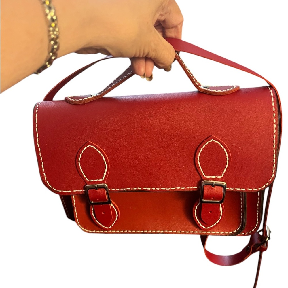 Stylish Red Leather Satchel